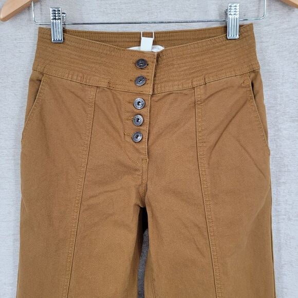 Chelsea & Violet Stretch High Rise Button Fly Front Pants Mustard Chartreuse NEW - Picture 3 of 12